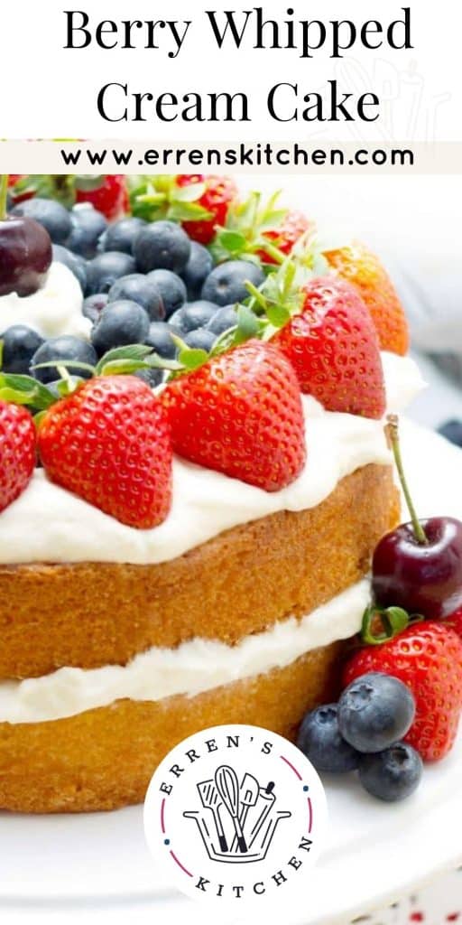 sponge cake with whipped cream and berries