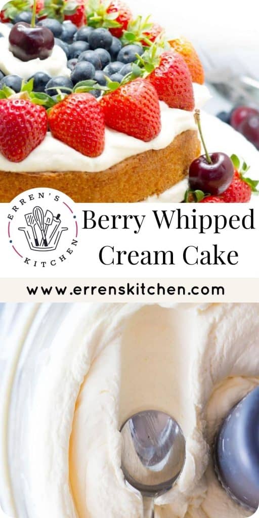 sponge cake with whipped cream and berries