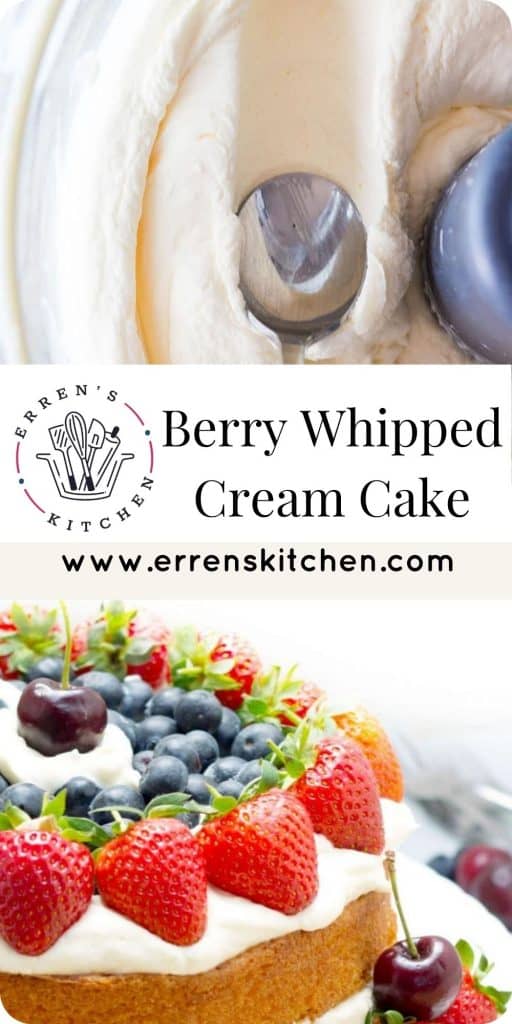 sponge cake with whipped cream and berries