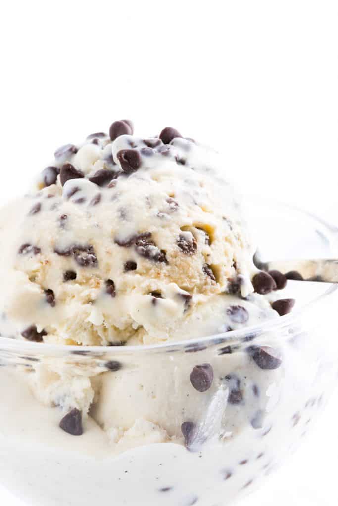 a scoop of chocolate chip ice cream