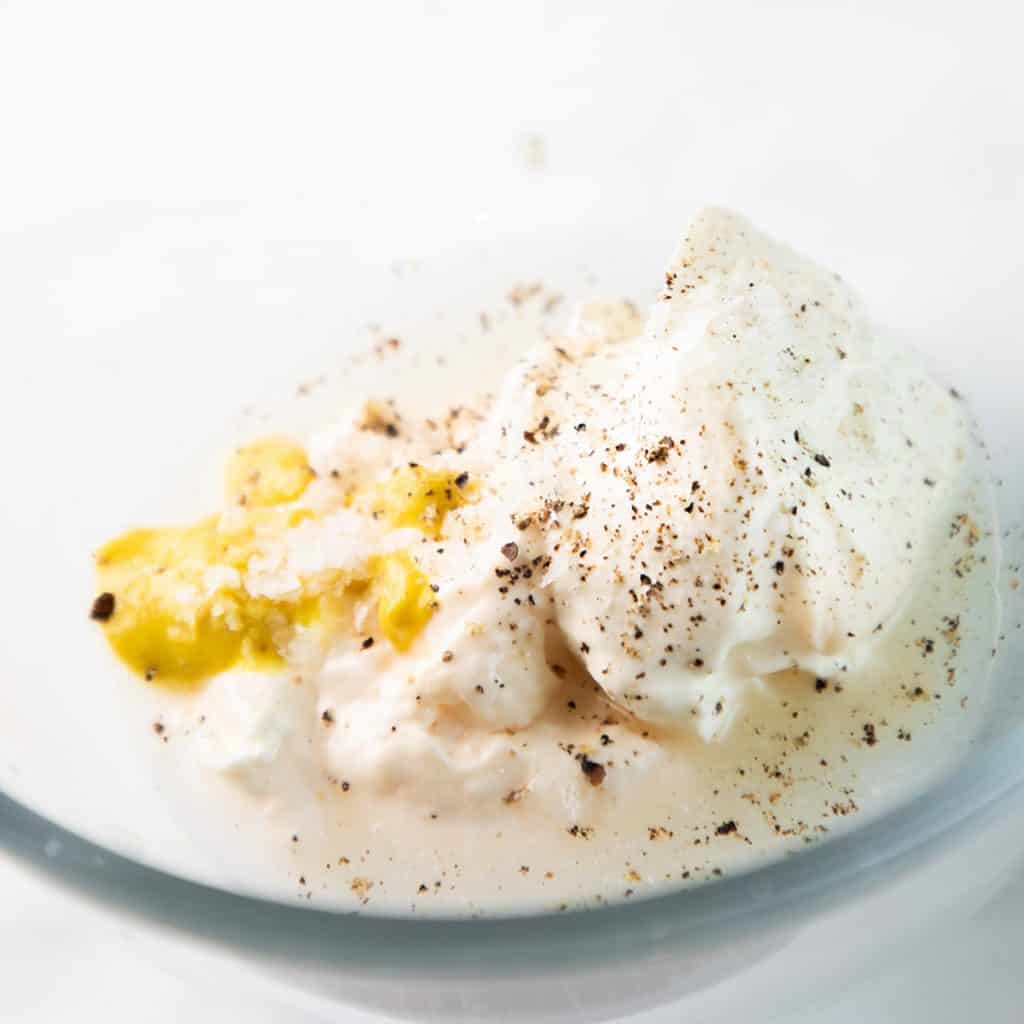 eggs and mayonnaise in a bowl