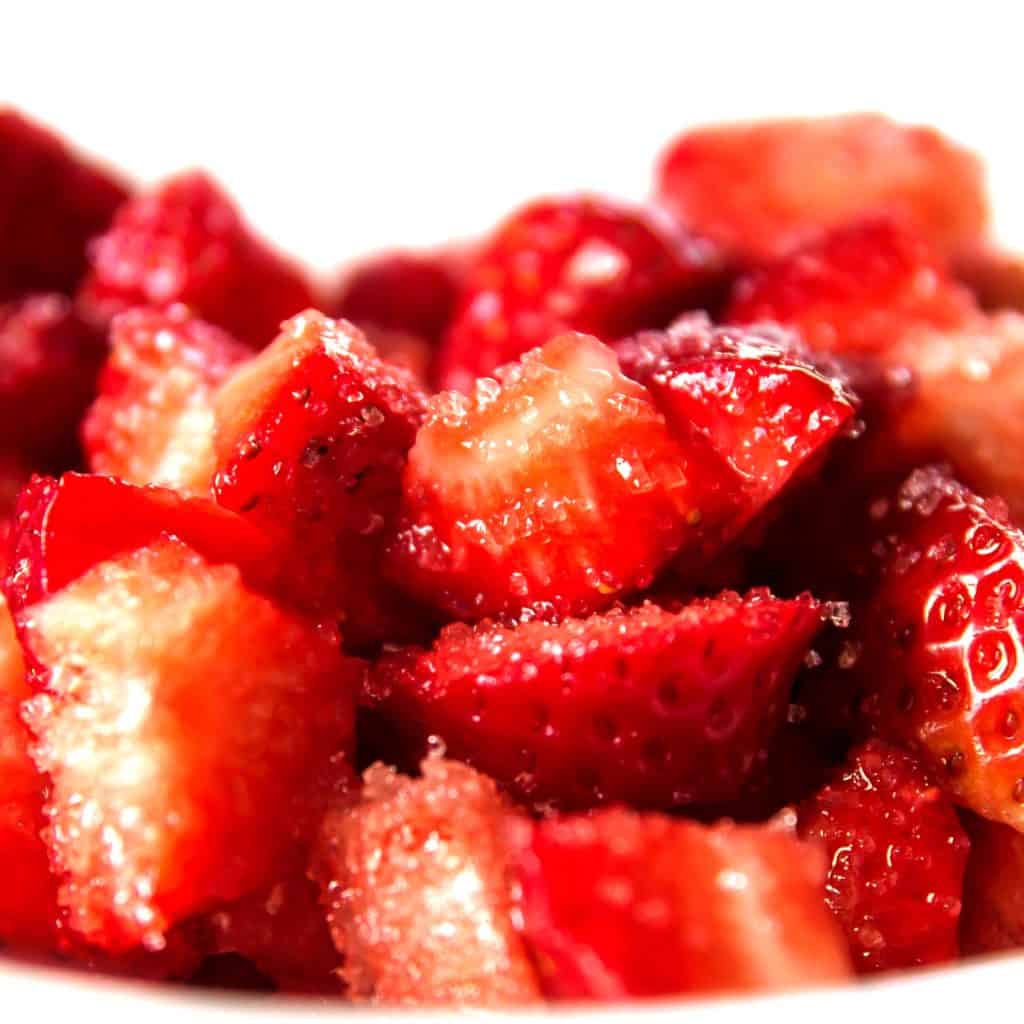 strawberries coated in sugar