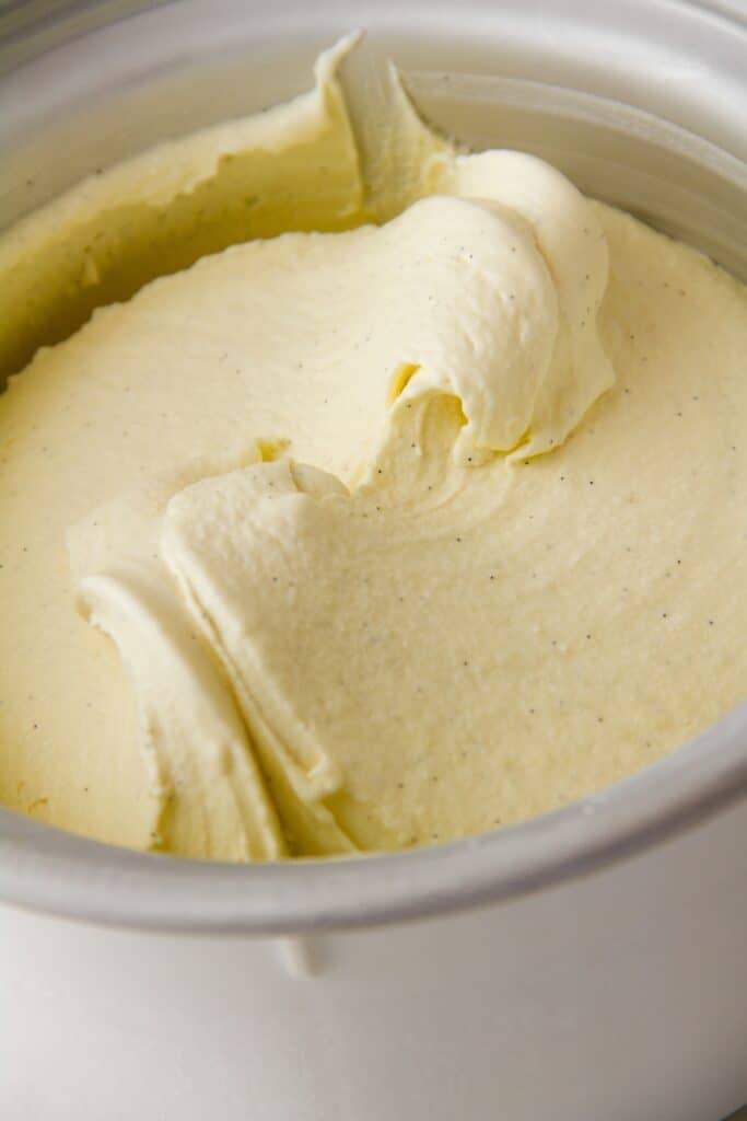 vanilla ice cream in an ice cream maker
