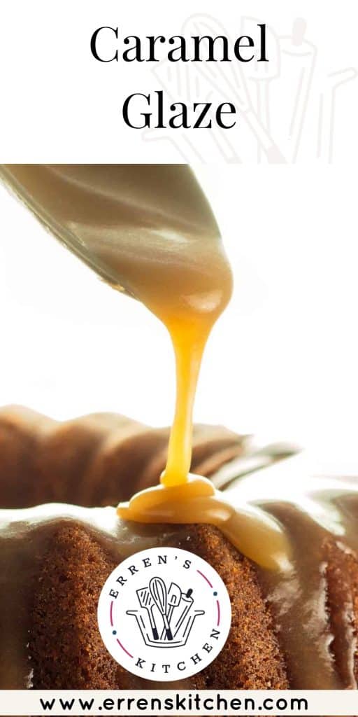 caramel being poured onto a cake