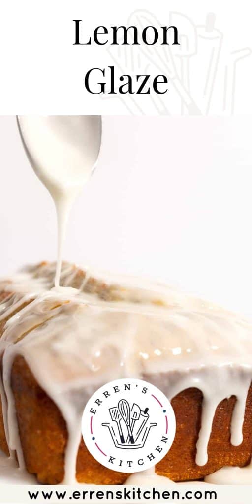 lemon glaze being poured onto a cake