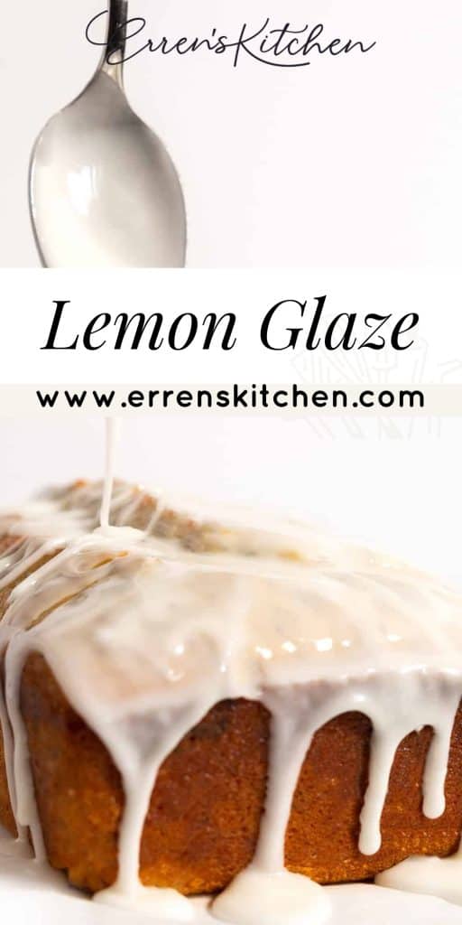 lemon glaze being poured onto a cake