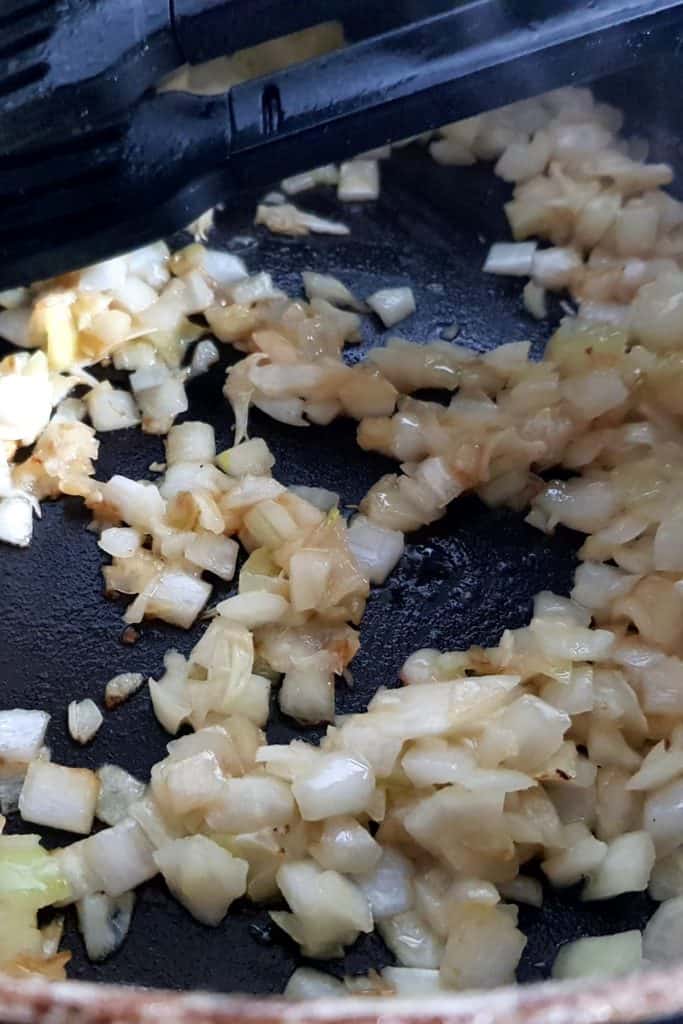 onion and garlic in a pan