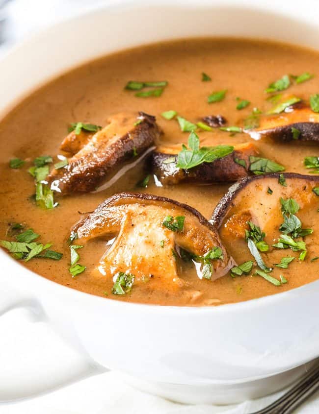 mushroom soup in a bowl