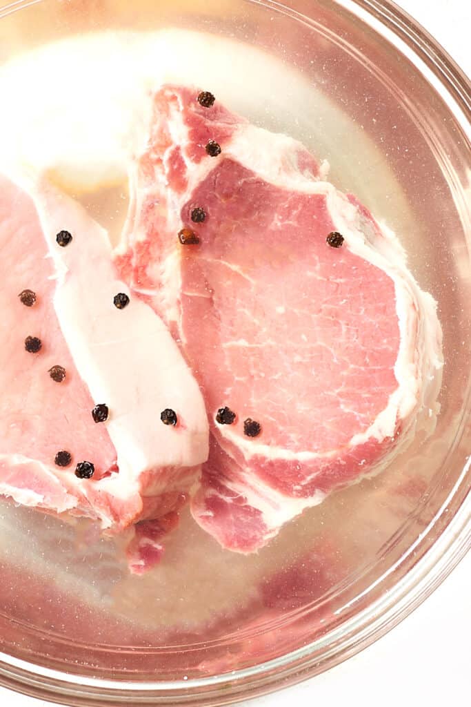 pork chops in brine with peppercorns