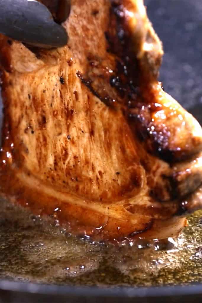 browned pork chops