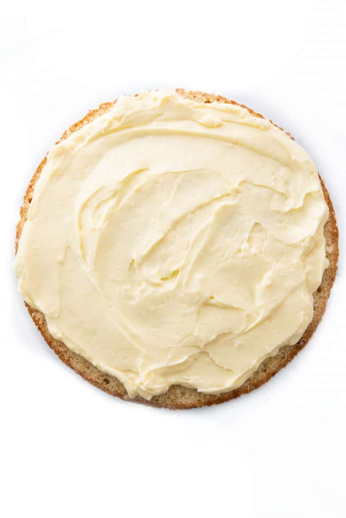 pastry cream spread on cake