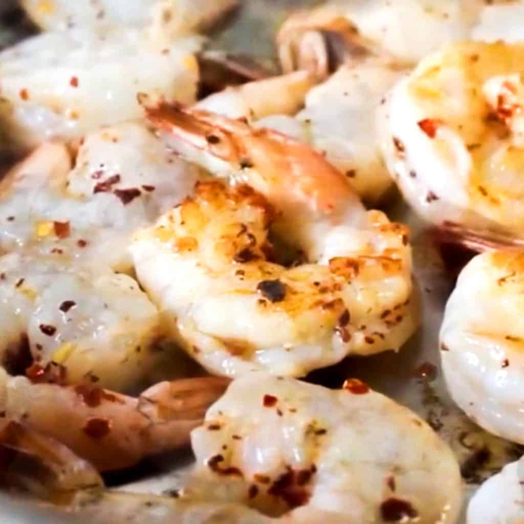 shrimp cooking in a pan