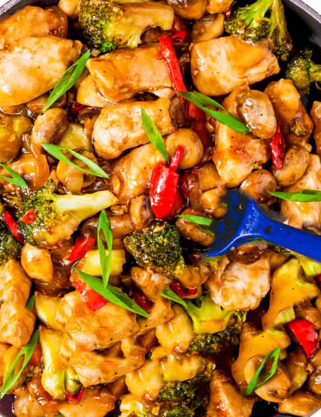 overhead shot of the finished Dragon Chicken