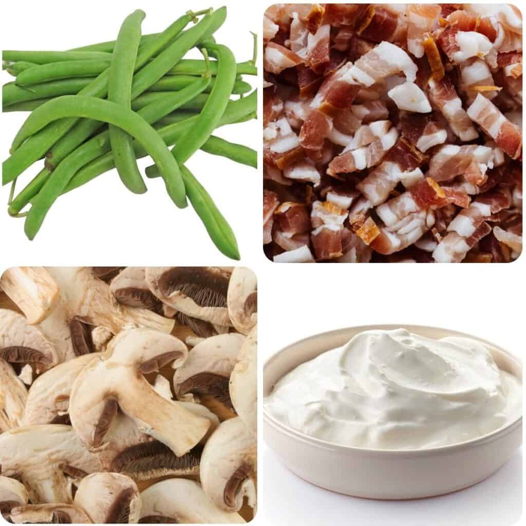 ingredients: green beans, bacon, mushrooms and sour cream