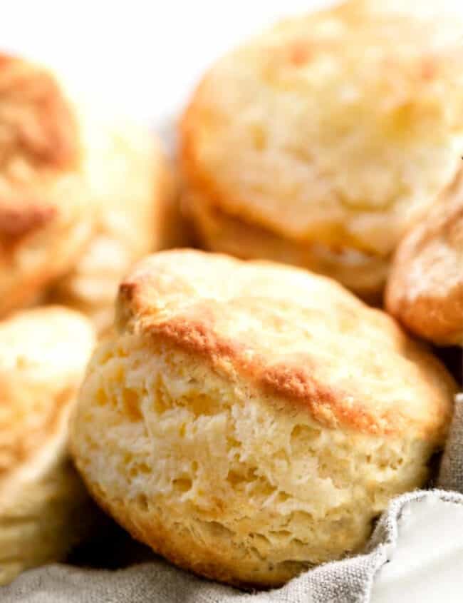 a close up of a freshly baked Buttermilk Biscuit