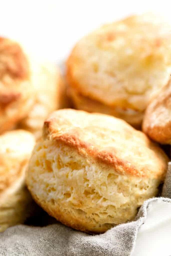 a close up of a freshly baked Buttermilk Biscuit