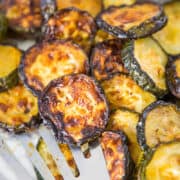 roasted sliced zucchini on a pan