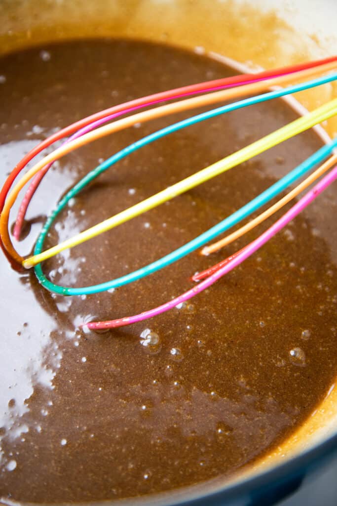 butter, sugar and molasses melted