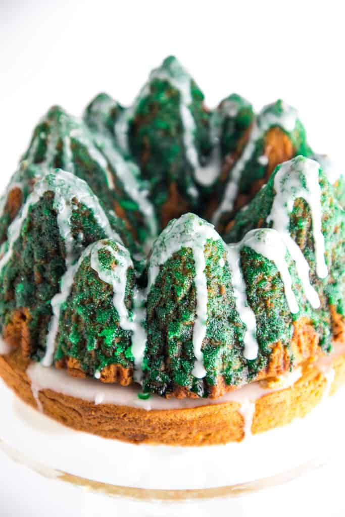 Christmas tree cake with icing
