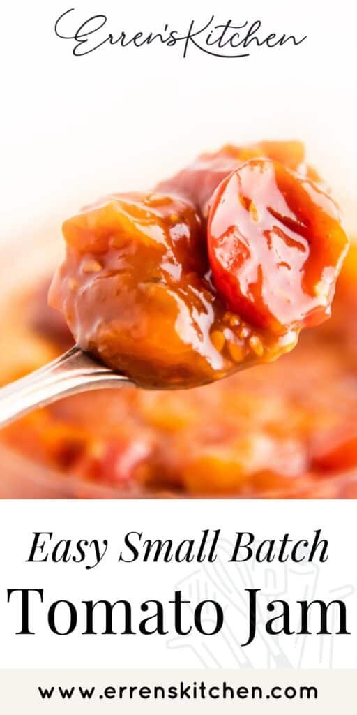 tomato jam being served with a spoon