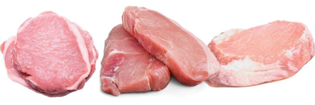 three types of boneless pork chopsne