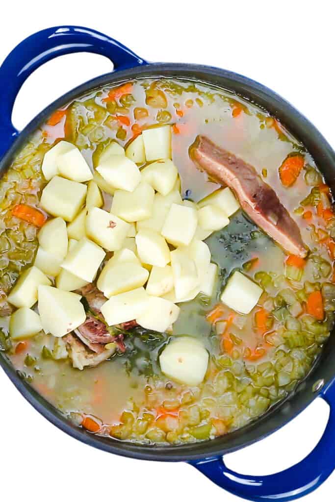 The potatoes added to the soup 