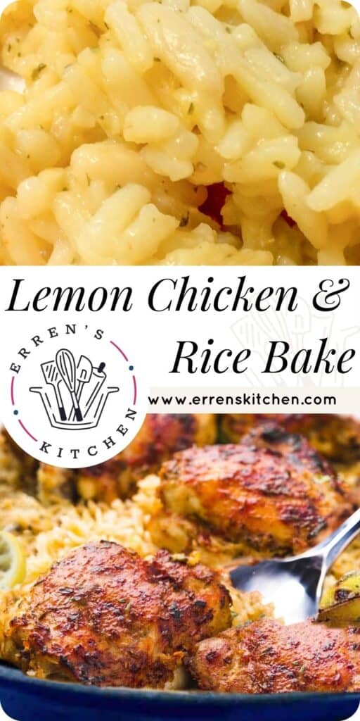 lemon chicken and rice in a baking dish