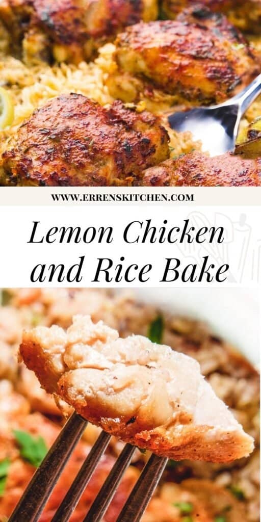 a forkfuk of lemon chicken and rice