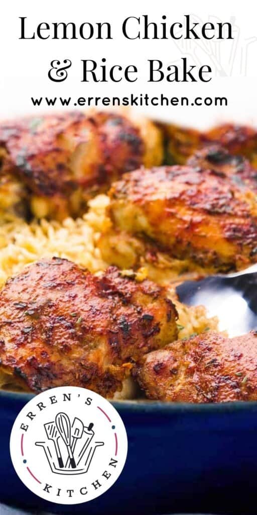 lemon rice and chicken in a baking dish