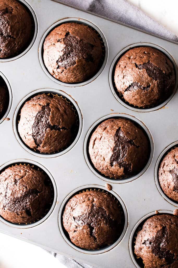 chocolate cupcakes straight out of the oven