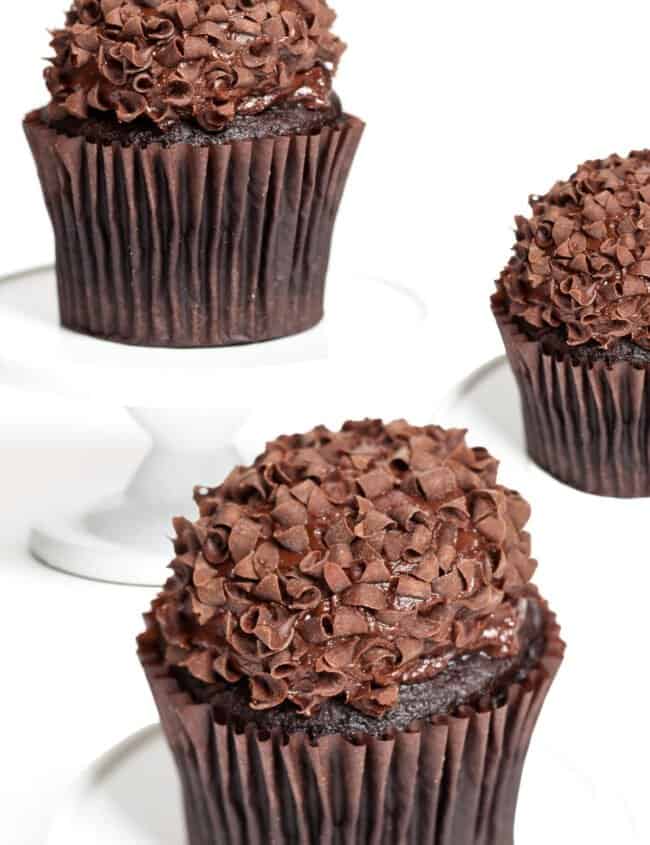 chocolate cupcakes with ganache frosting