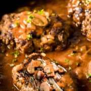 Salisbury steaks in a mushroom sauce.