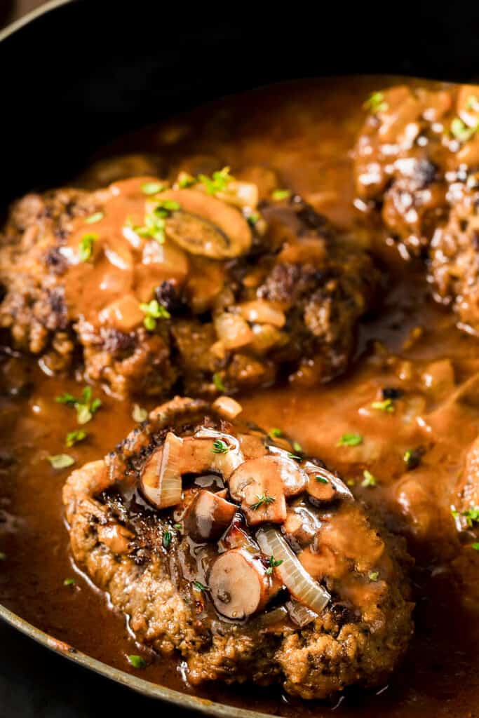 salisbury steaks in a mushroom sauce