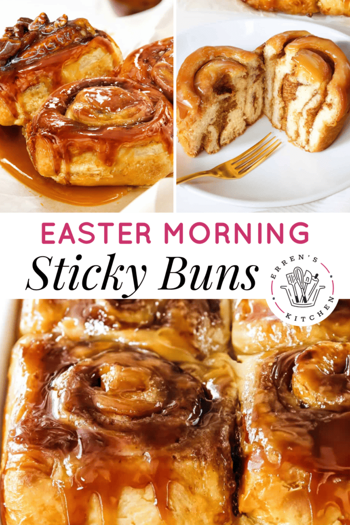 Deliciously sweet cinnamon sticky buns topped with a brown sugar glaze and pecans.