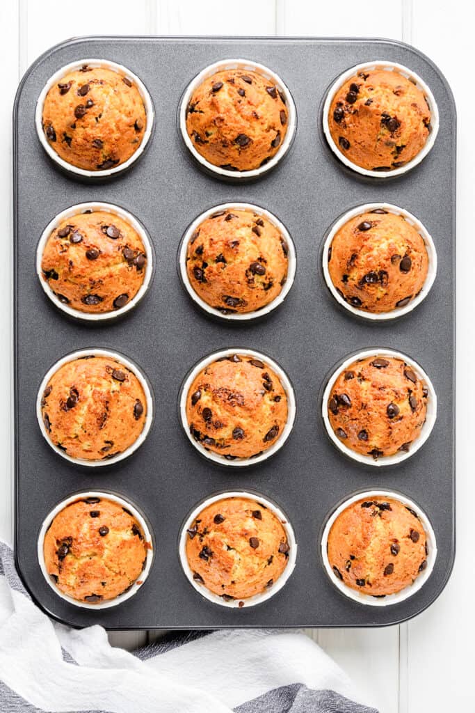 the baked muffins fresh from the oven