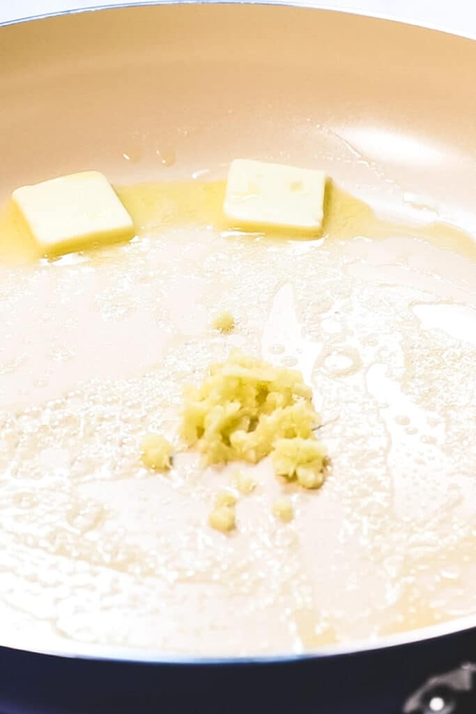 Butter and garlic on a pan