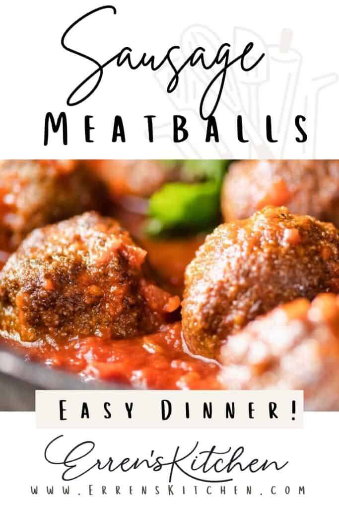 Italian Sausage Meatballs in a pan of sauce