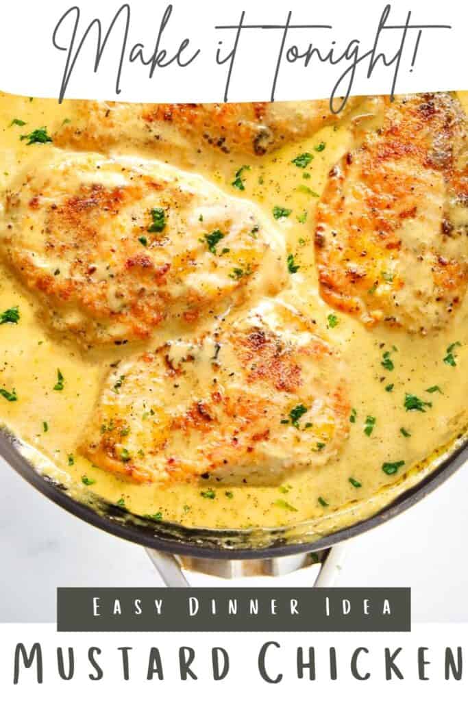 a close up of a pan of chicken in mustard sauce
