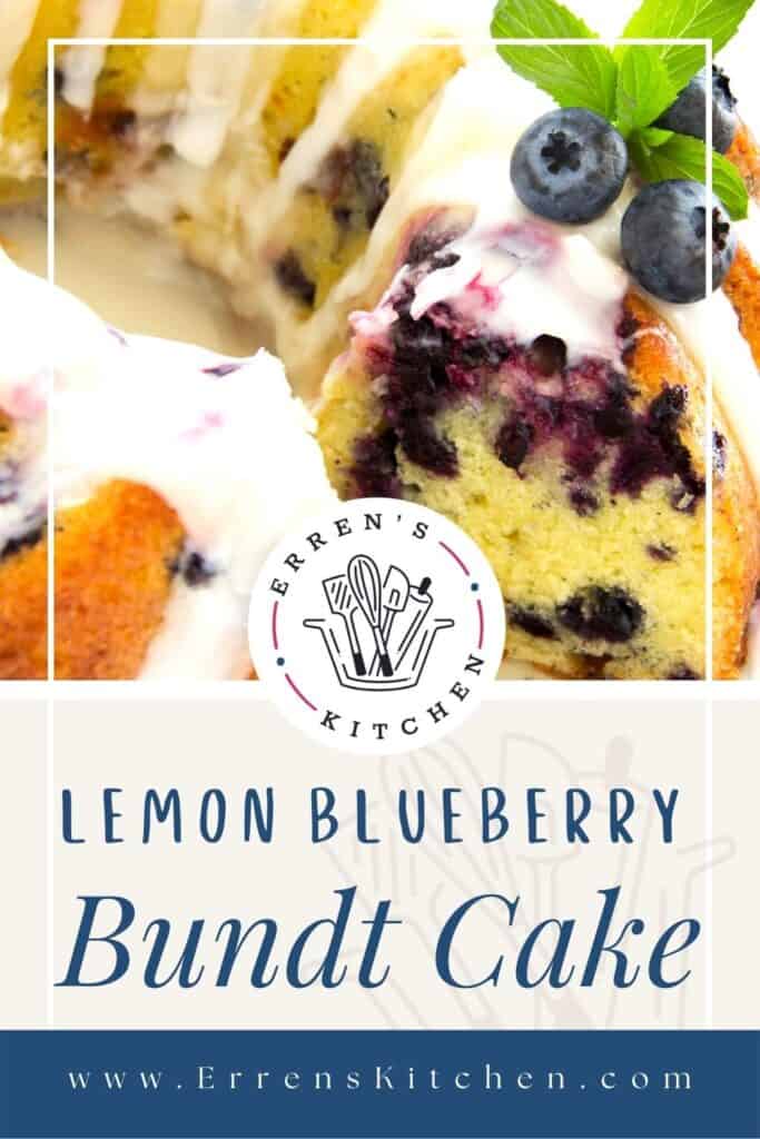 a yellow Blueberry Bundt Cake with a slice removed