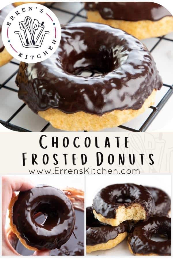 different photos of Chocolate frosted donuts