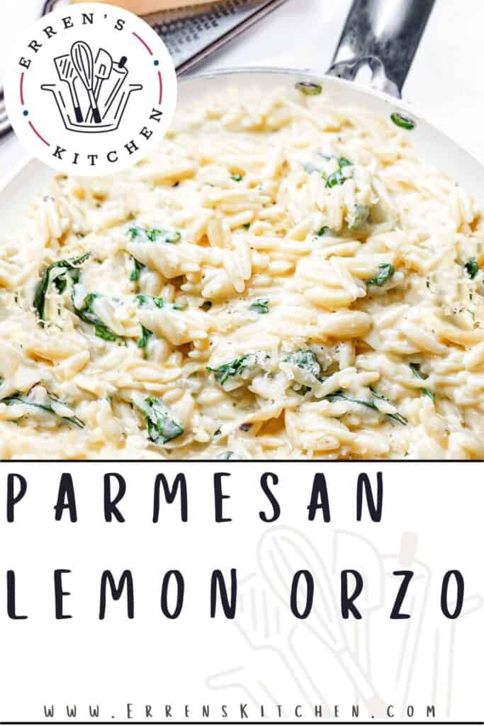 a big pan full of Parmesan Lemon Orzo Pasta