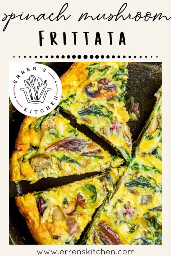 A sliced Frittata with Mushrooms and spinach