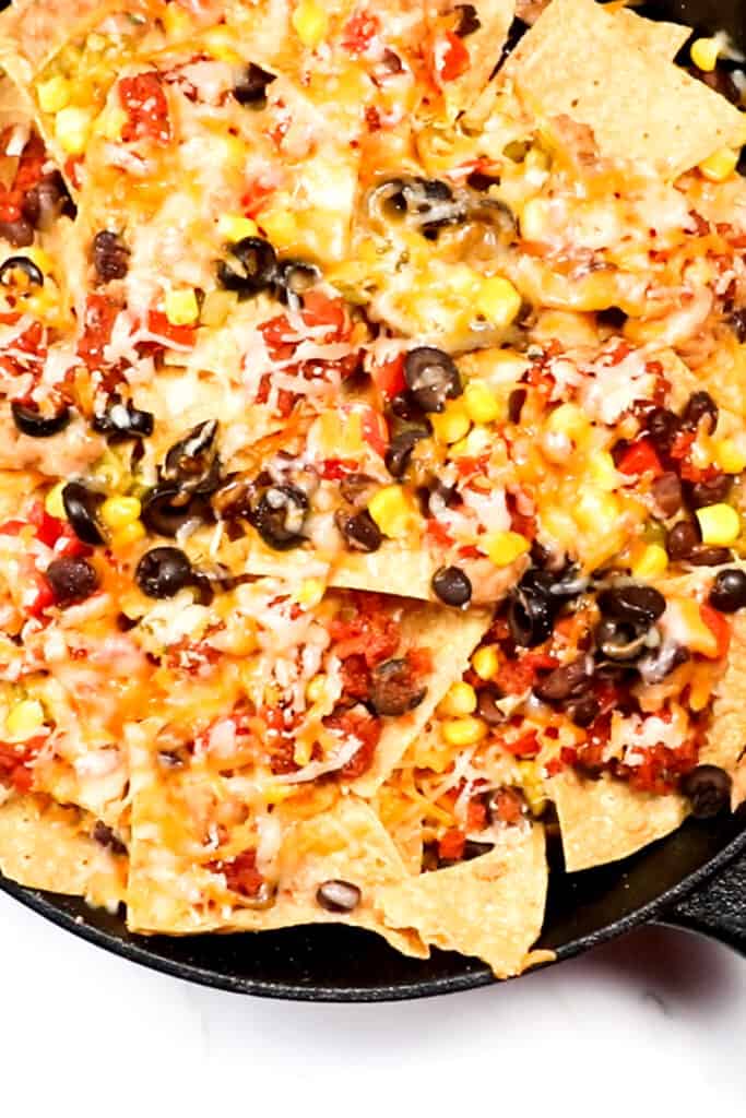 the baked nachos melted and ready to eat