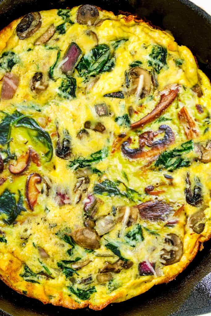 freshly cooked Easy Spinach Mushroom Frittata