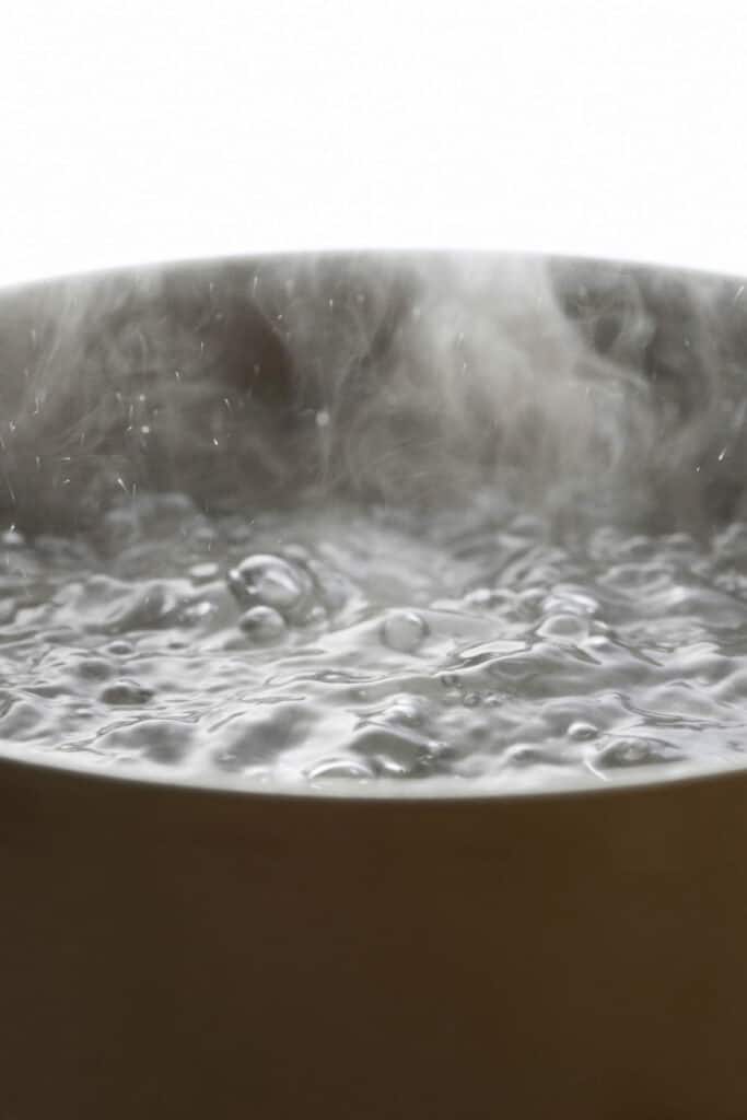 a pot of boiling water