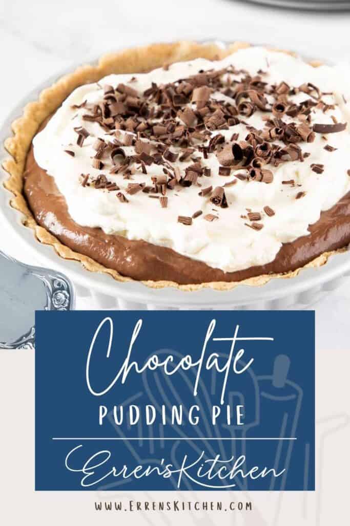 chocolate pudding pie topped with whipped cream