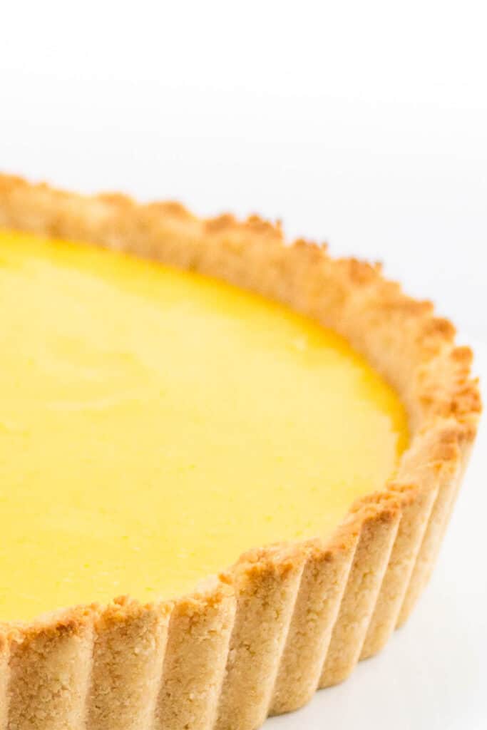 a lemon tart with a shortbread cust
