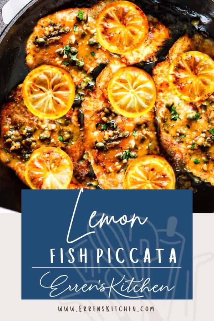 Piccata de pescado al limón en una sartén