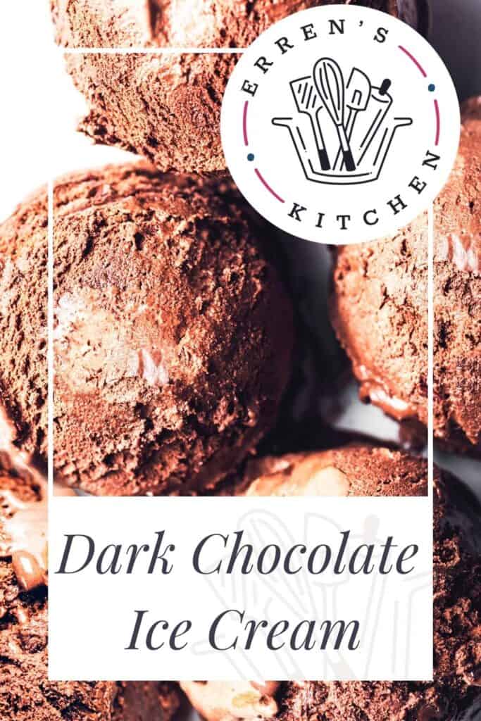 scoops of dark chocolate ice cream on a white plate