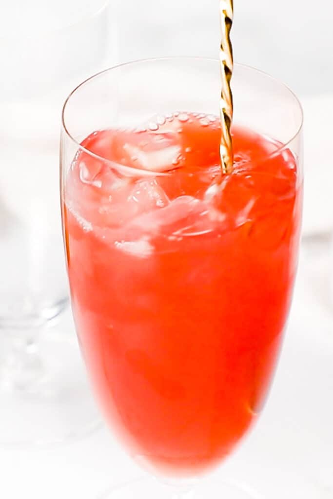 a cocktail stirrer mixing a bay breeze cocktail